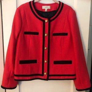 J. Crew Lady Jacket, Pink with Navy Trim, Size 12, New Without Tags